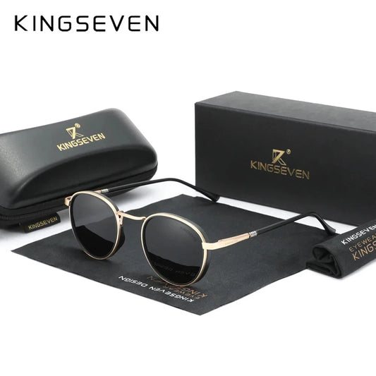 KINGSEVEN Round Retro Sunglasses Men Polarized UV400 Luxury Sunscreen Glasses Vintage Women Eyewear Causal Driving Glasses