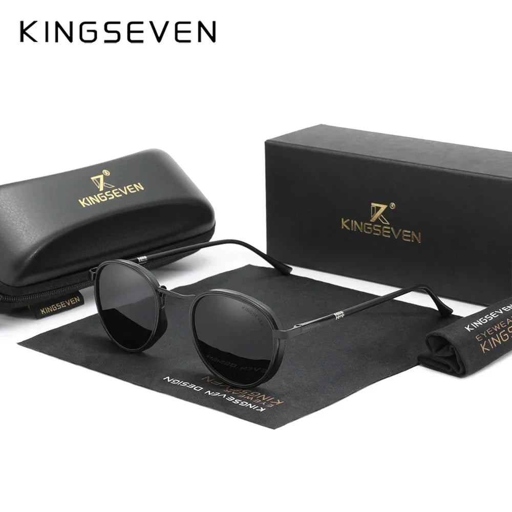 KINGSEVEN Round Retro Sunglasses Men Polarized UV400 Luxury Sunscreen Glasses Vintage Women Eyewear Causal Driving Glasses