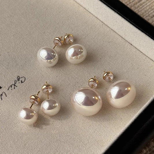 Pearl Earrings S925 Sterling Silver Pinkish Cream Pearls 8-14mm Hypoallergenic Studs Minimalist Luxury Earrings Bridal Gift